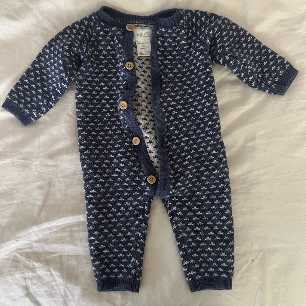 Carter's organic cotton one-piece with long sleeves and long pants, sweater-like
